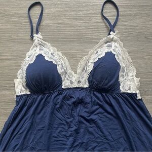 Victoria's Secret Navy and White Lace Chemise
